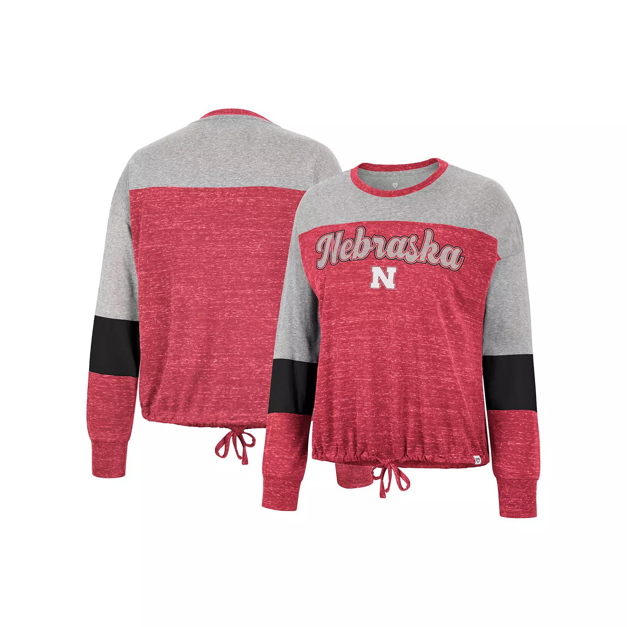Women's Colosseum Scarlet Nebraska Huskers Joanna Tie Front Long Sleeve T-Shirt, Size: Small, Red Product Image