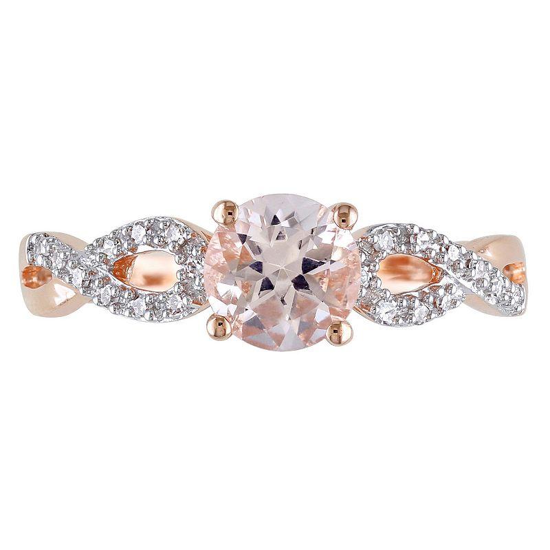 Stella Grace Morganite and 1/10 Carat T.W. Diamond Engagement Ring in 10k Rose Gold, Womens Pink Product Image