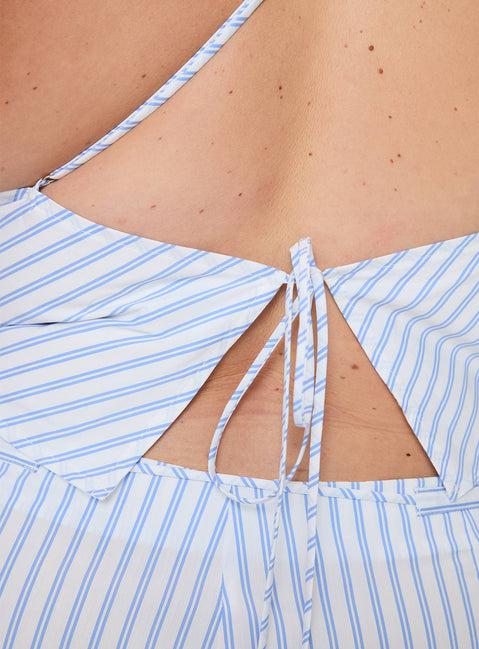 Collied Asymmetric Top Blue / White Stripe Curve Product Image