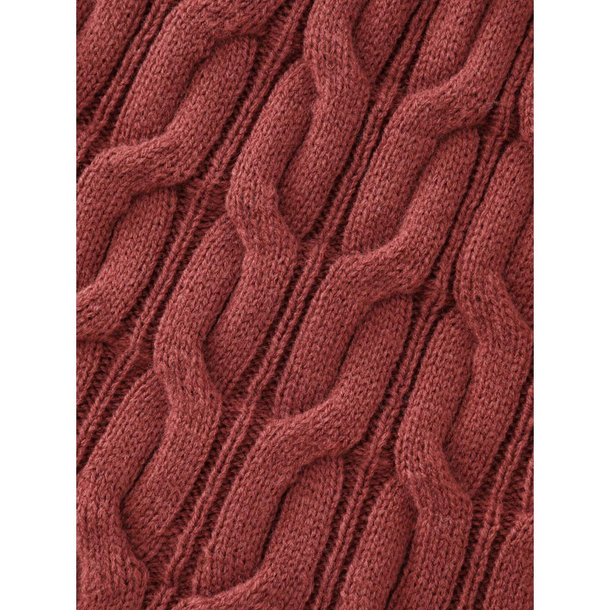 Plus Size Crew Neck Cable Knit Pullover Rust Women Leisure Loose Long Sleeve Round Neck Casual Pullovers BloomChic 18-20/2X Product Image