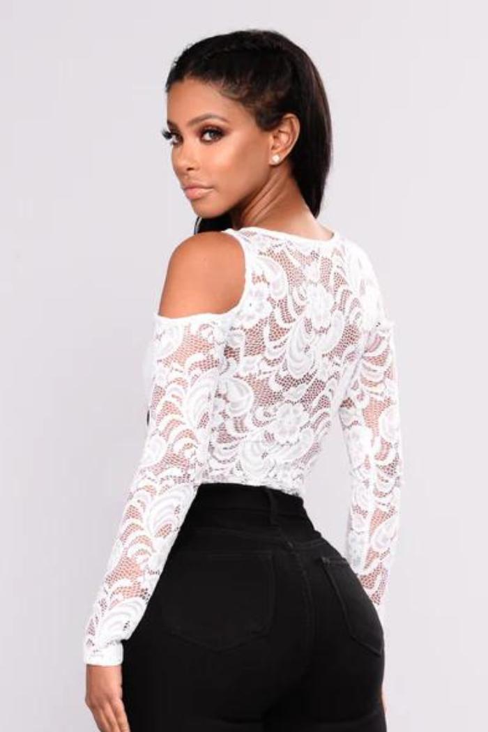 Lace cold shoulder long sleeve Product Image