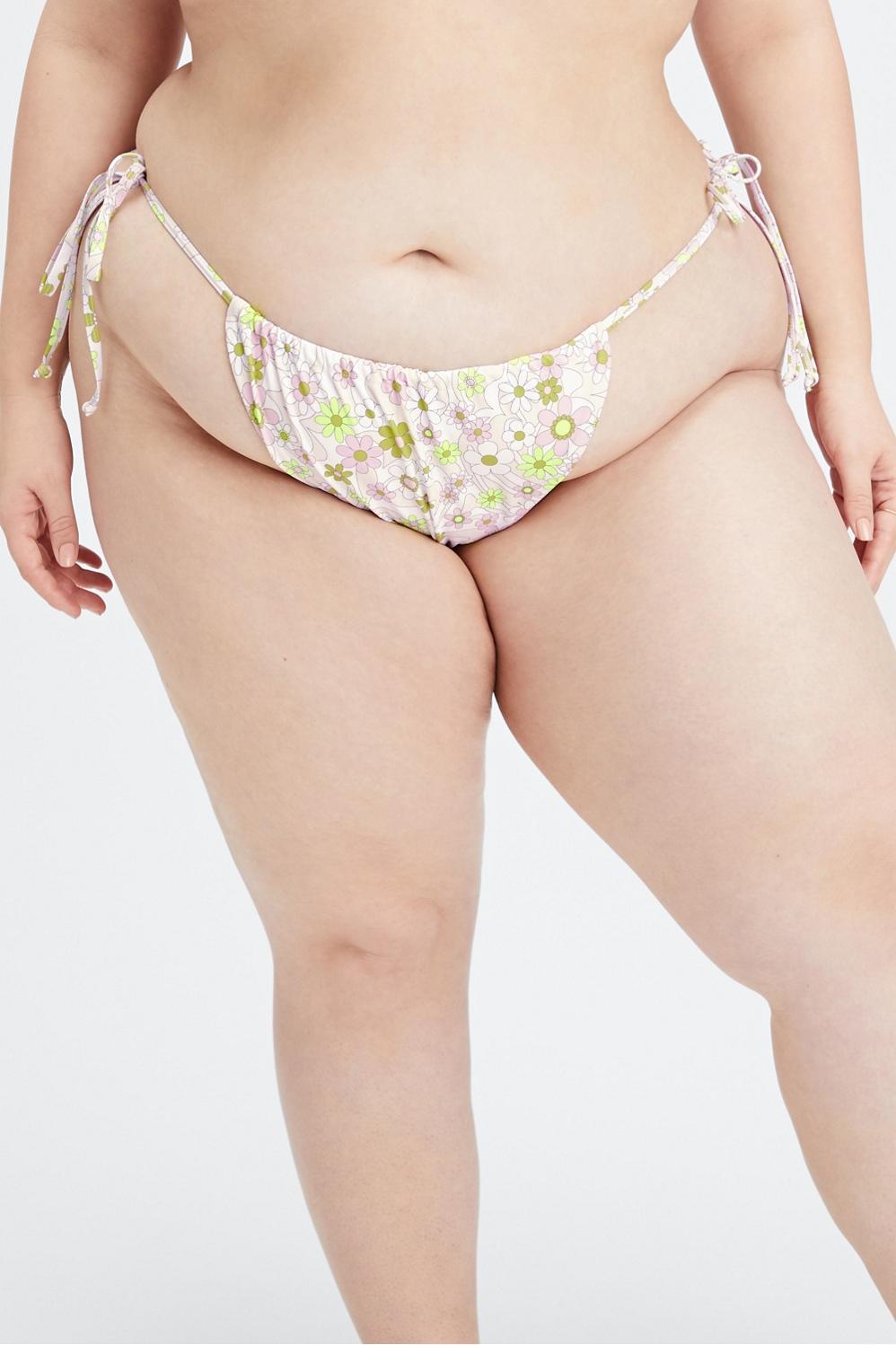 Fabletics High-Cut String Bikini Bottom Womens pink plus Size 1X Product Image