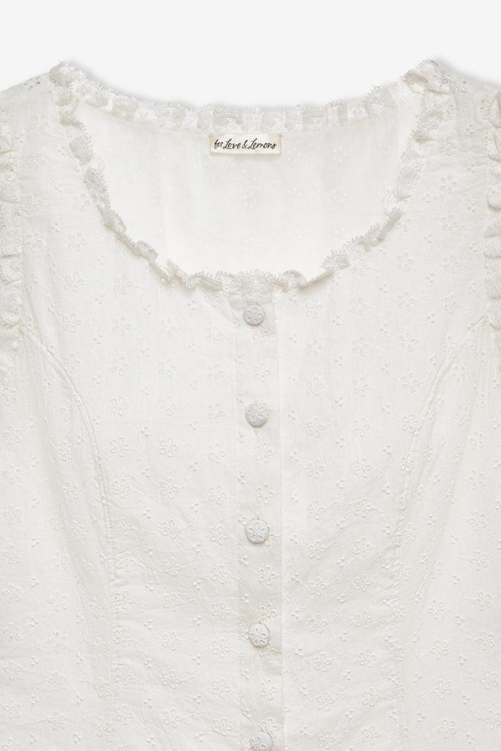 Susie Eyelet Mini Dress — White Product Image