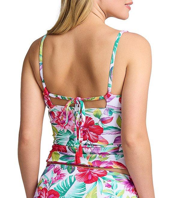 Tommy Bahama Island Cays Fiesta Floral Print Textured Side Shirred Reversible Hipster Swim Bottom Product Image