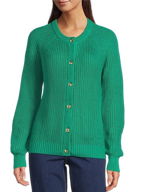 Lilly Pulitzer Bristow Combed Cotton Knit Crew Neck Long Sleeve Cardigan Product Image