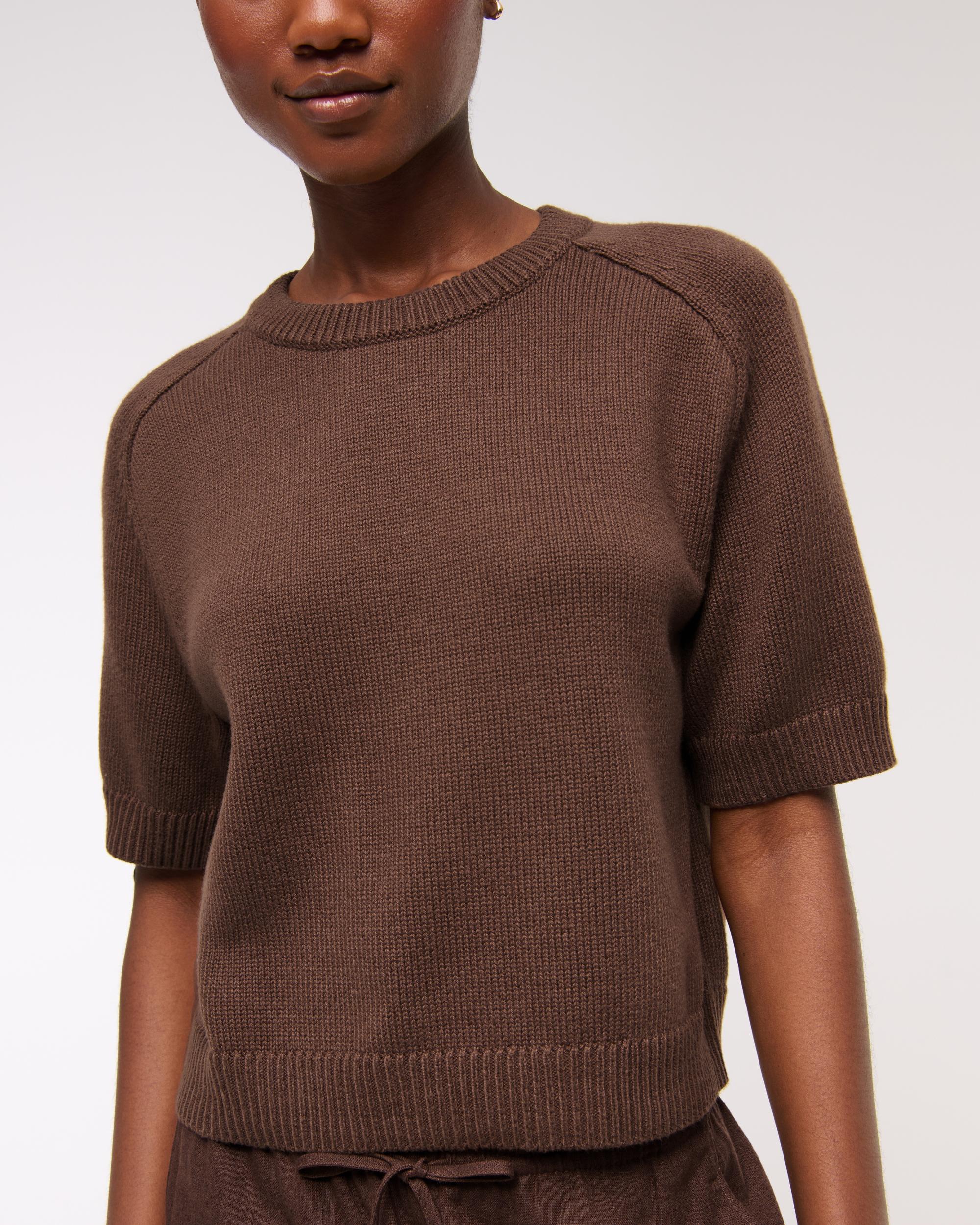 The A&F Madeline Textural Crew Sweater Tee Product Image