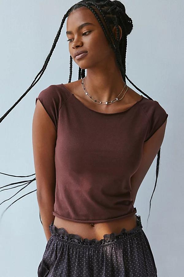 Out From Under Cotton Compression Boatneck Cropped Tee Top Womens at Urban Outfitters Product Image