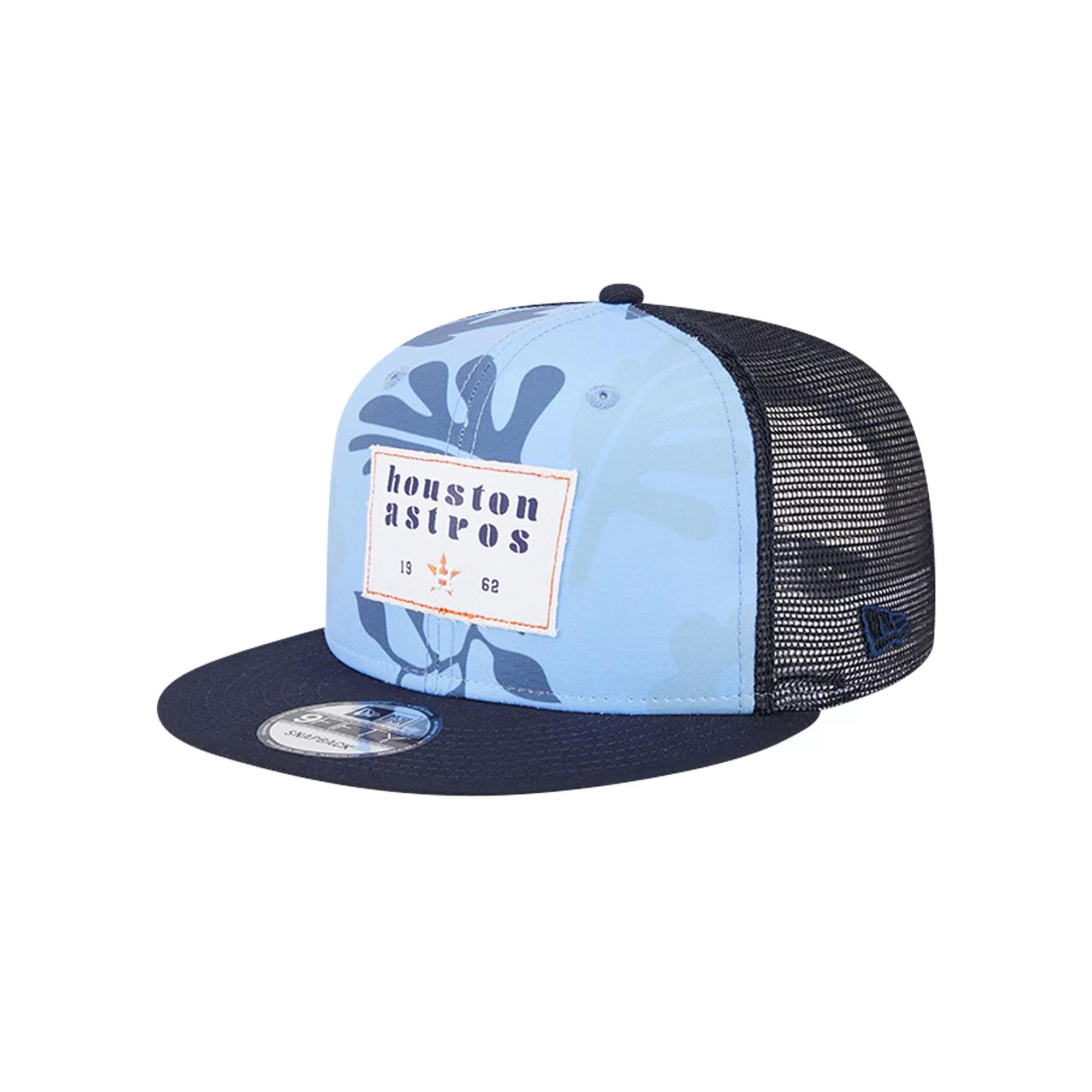 Men's New Era Navy Houston Astros Bikini Bottom Trucker 9FIFTY Snapback Hat, Blue Product Image