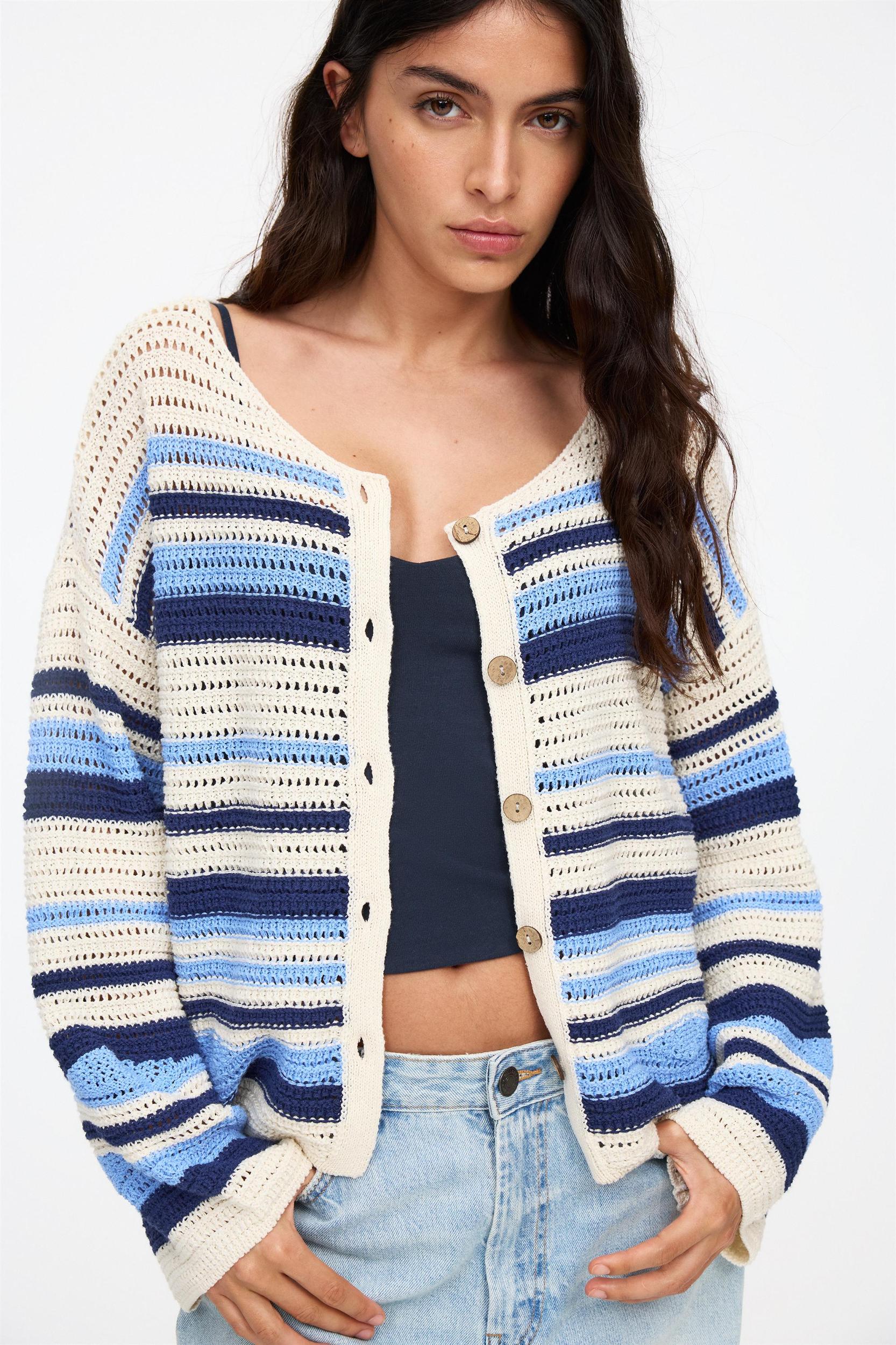 Striped crochet cardigan Product Image