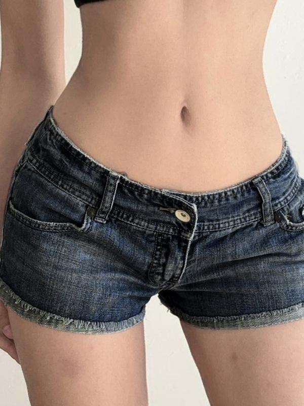 Vintage Design Flap Denim Shorts Product Image