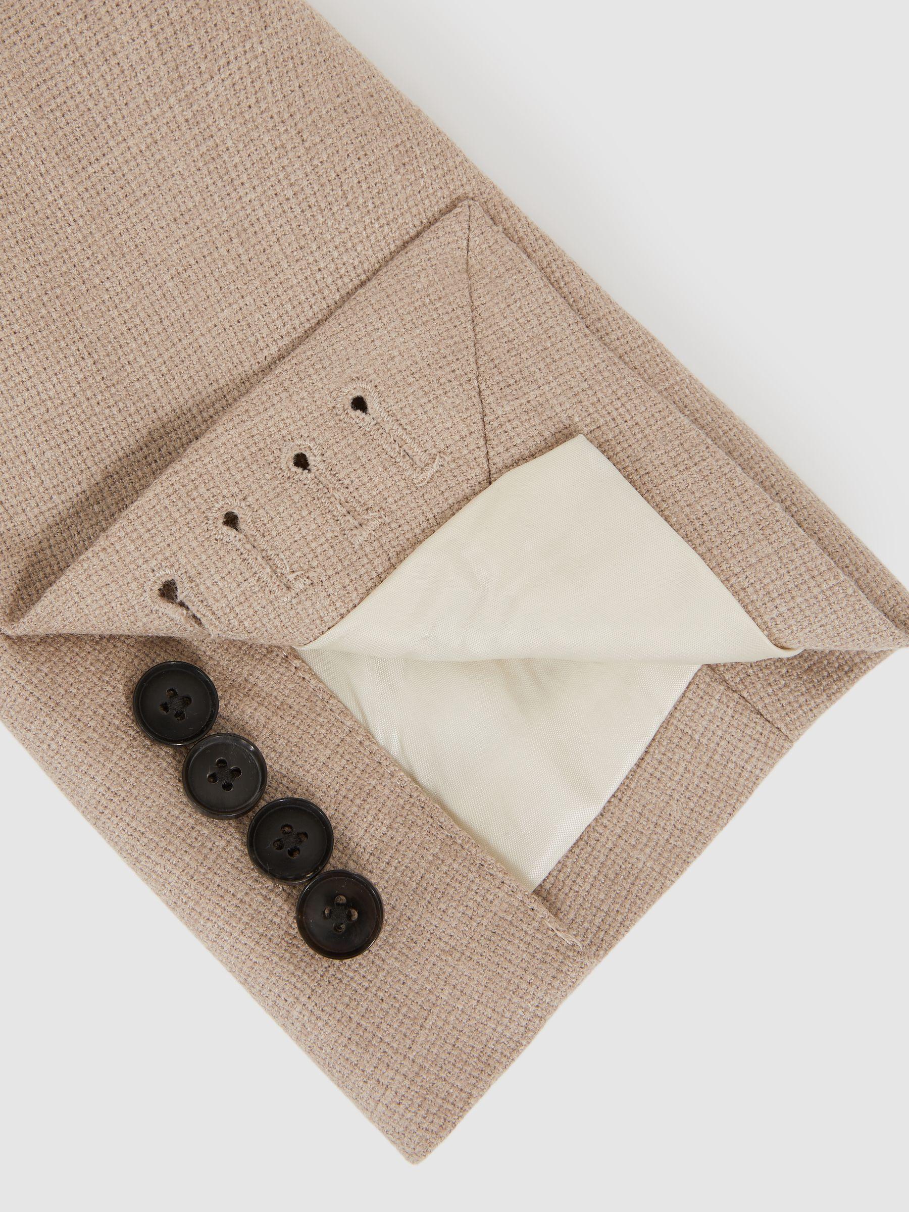 Slim-Fit Wool-Blend Double-Breasted Suit Blazer in Oatmeal Brown Product Image