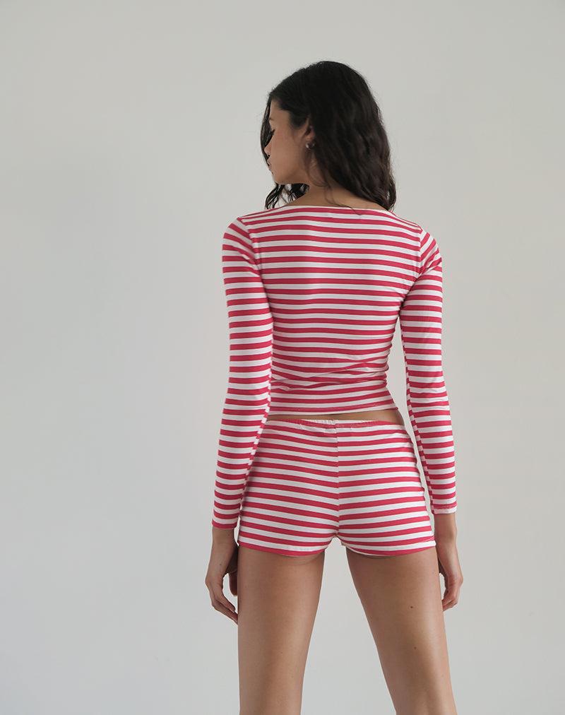 Biga Long Sleeve Top in Red and White Stripe Female Product Image