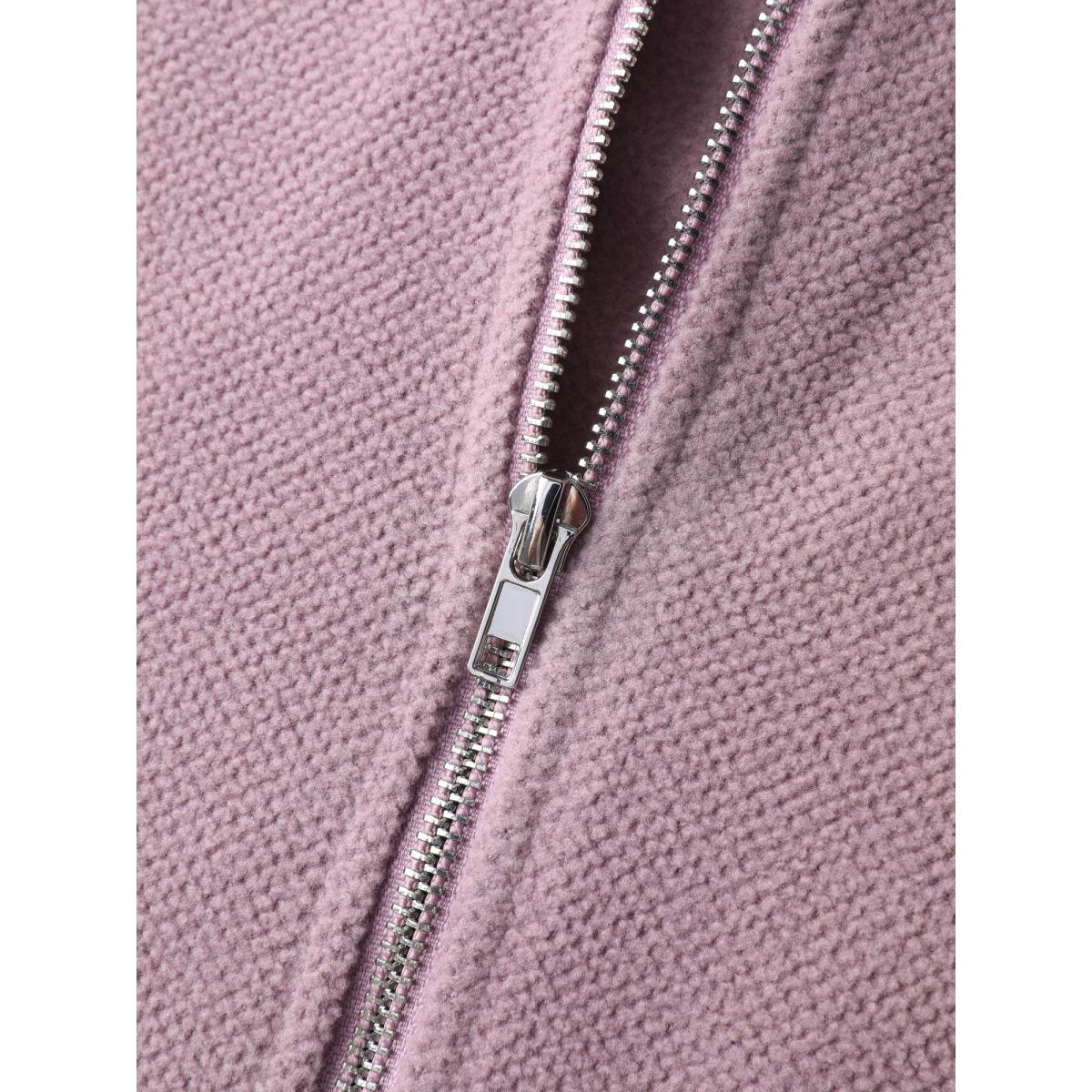 Plus Size Velvety-Feel Pockets Zipper Jacket Women Lilac Leisure Ladies Casual Winter Coats BloomChic 10/M Product Image