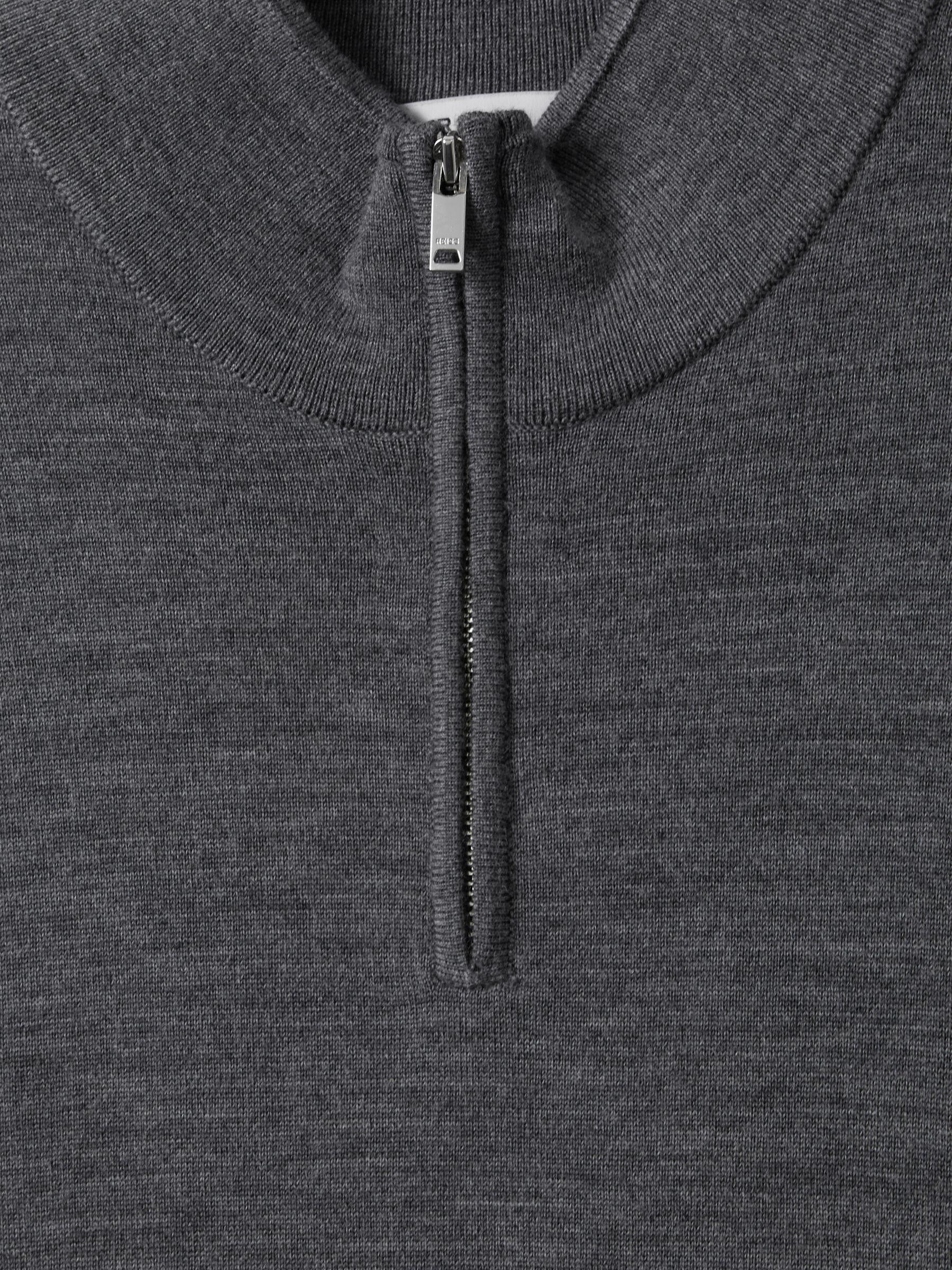Merino Wool Half-Zip Polo Shirt in Mid Grey Melange Product Image