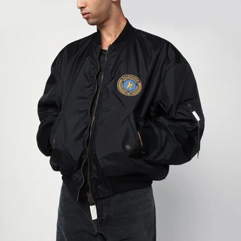 BALENCIAGA Nylon Uniform Merch Large Fit Bomber In Black Product Image