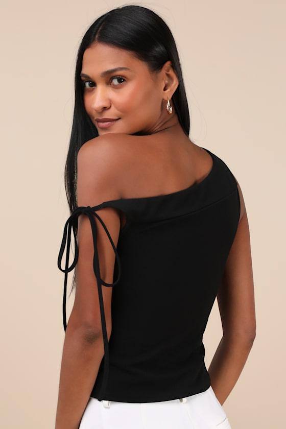 Pivotal Chicness Black One-Shoulder Top Product Image