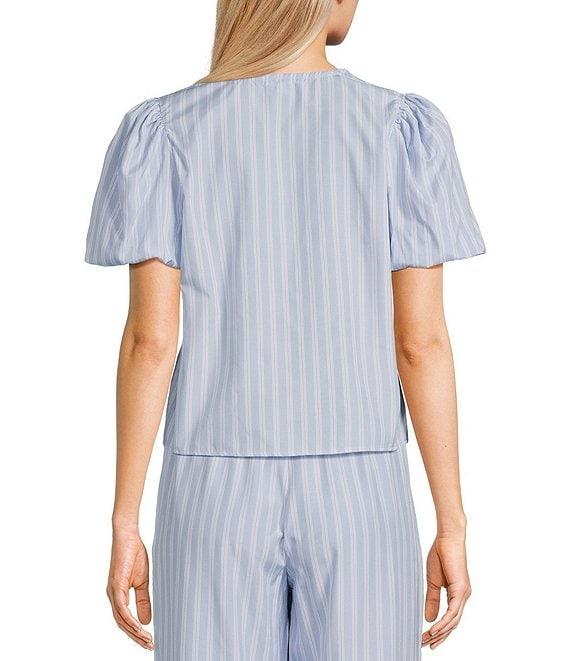 GB Woven Tie-Front Coordinating Stripe Top Product Image