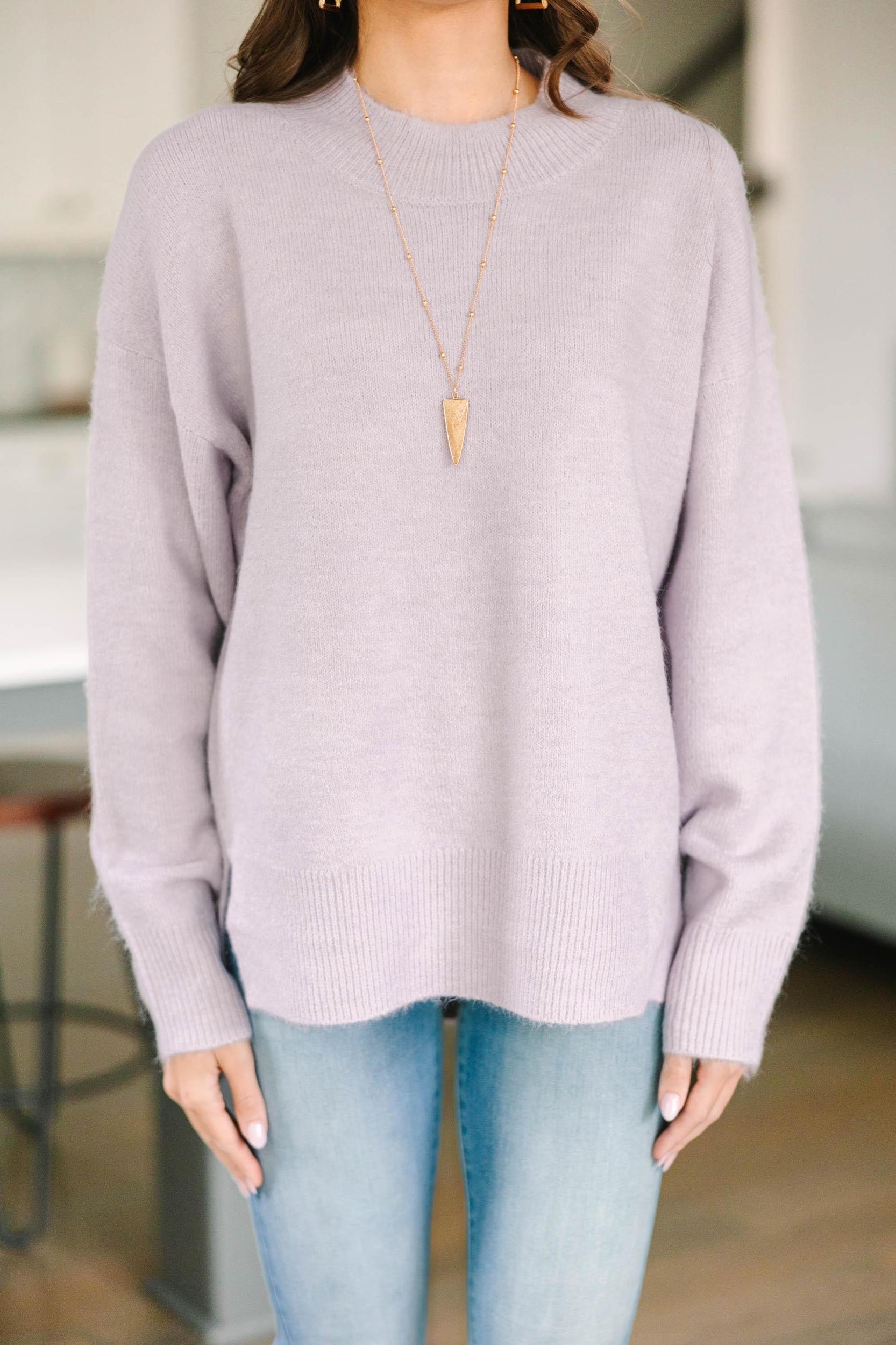 It Can Happen Lilac Purple Side Slit Sweater Female Product Image