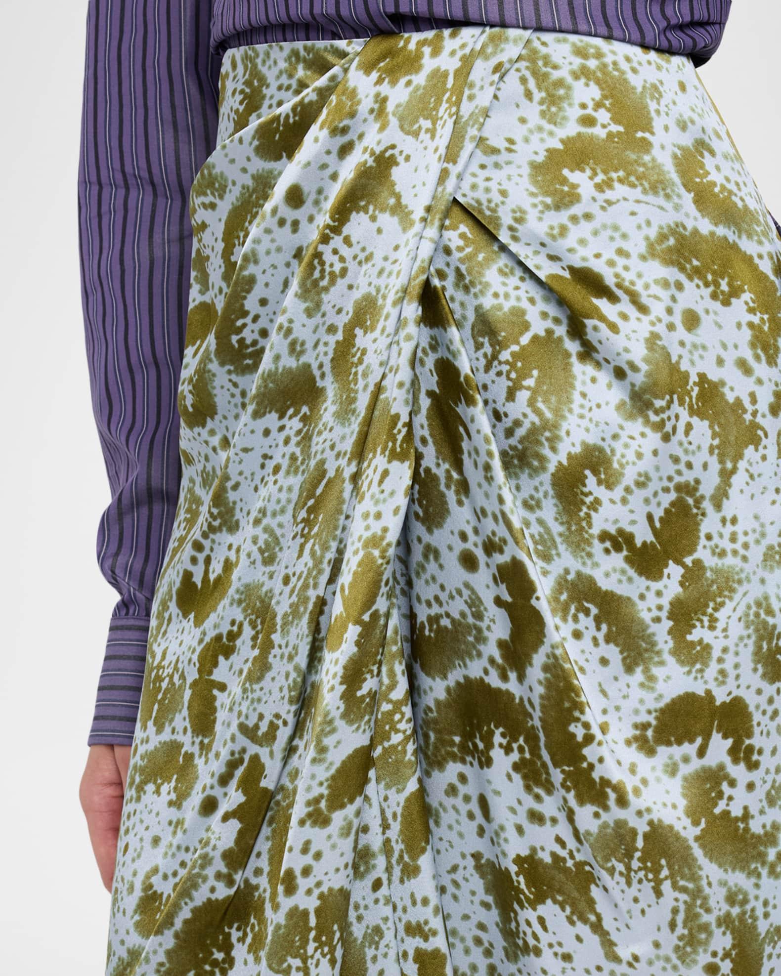Sampa Orchid-Print Draped Silk Midi Skirt Product Image