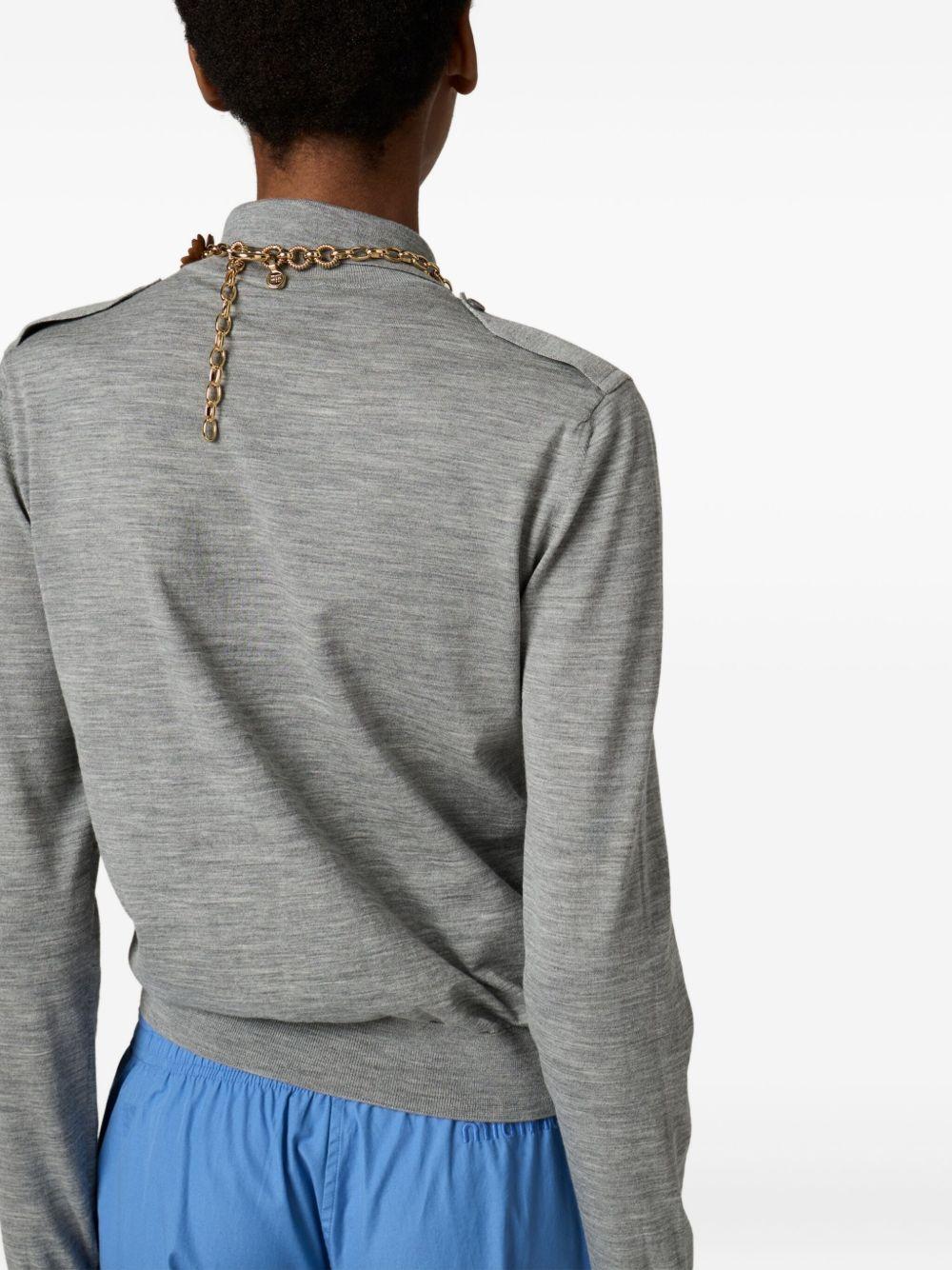 striped buttoned wool cardigan Product Image