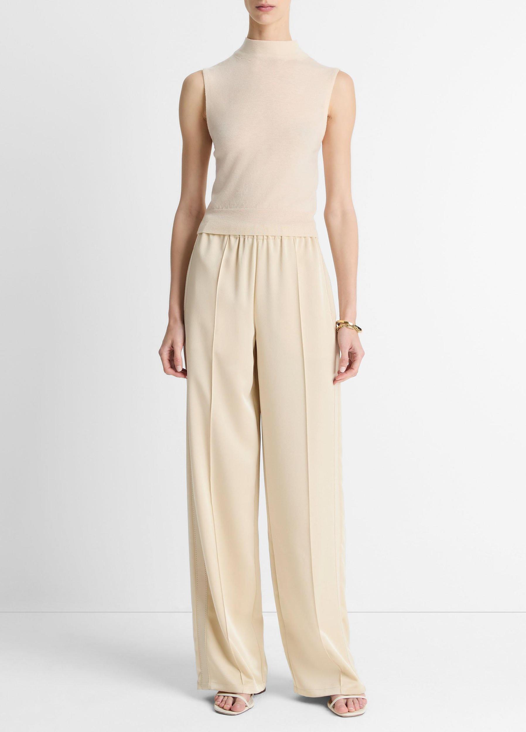 Wool-Blend Sleeveless Mock-Neck Sweater Product Image