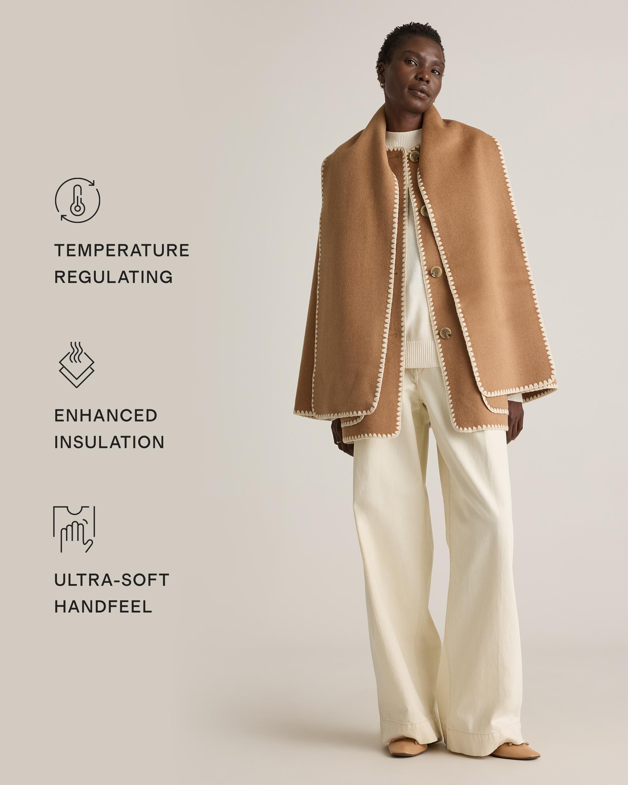 Quince | Women's Double-Faced Merino Wool Scarf Coat Size XL Product Image