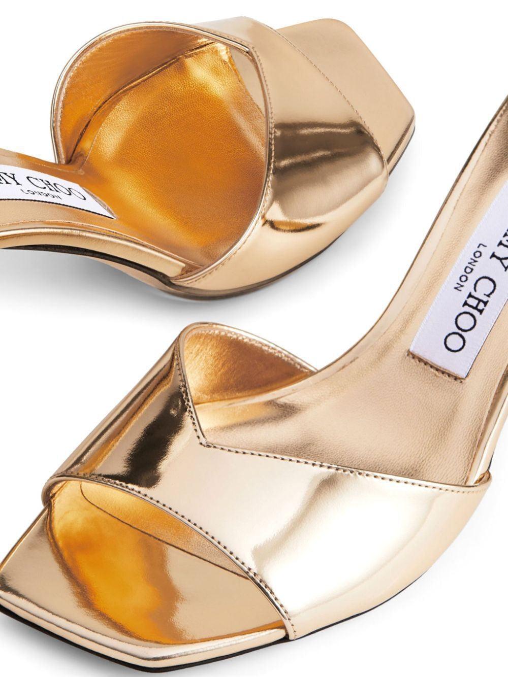 JIMMY CHOO Skye 70 Metallic Leather Sandals In Gold Product Image