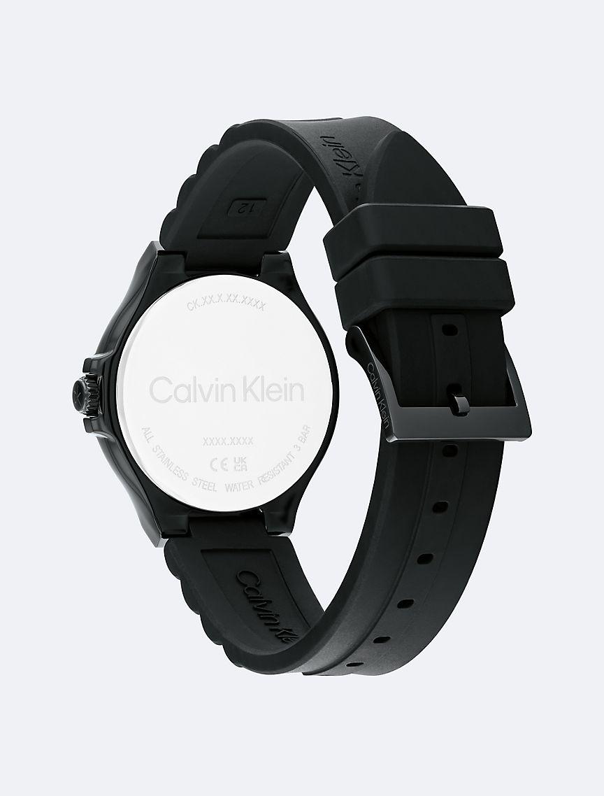 Textured Monogram Logo Dial Silicone Strap Watch Product Image