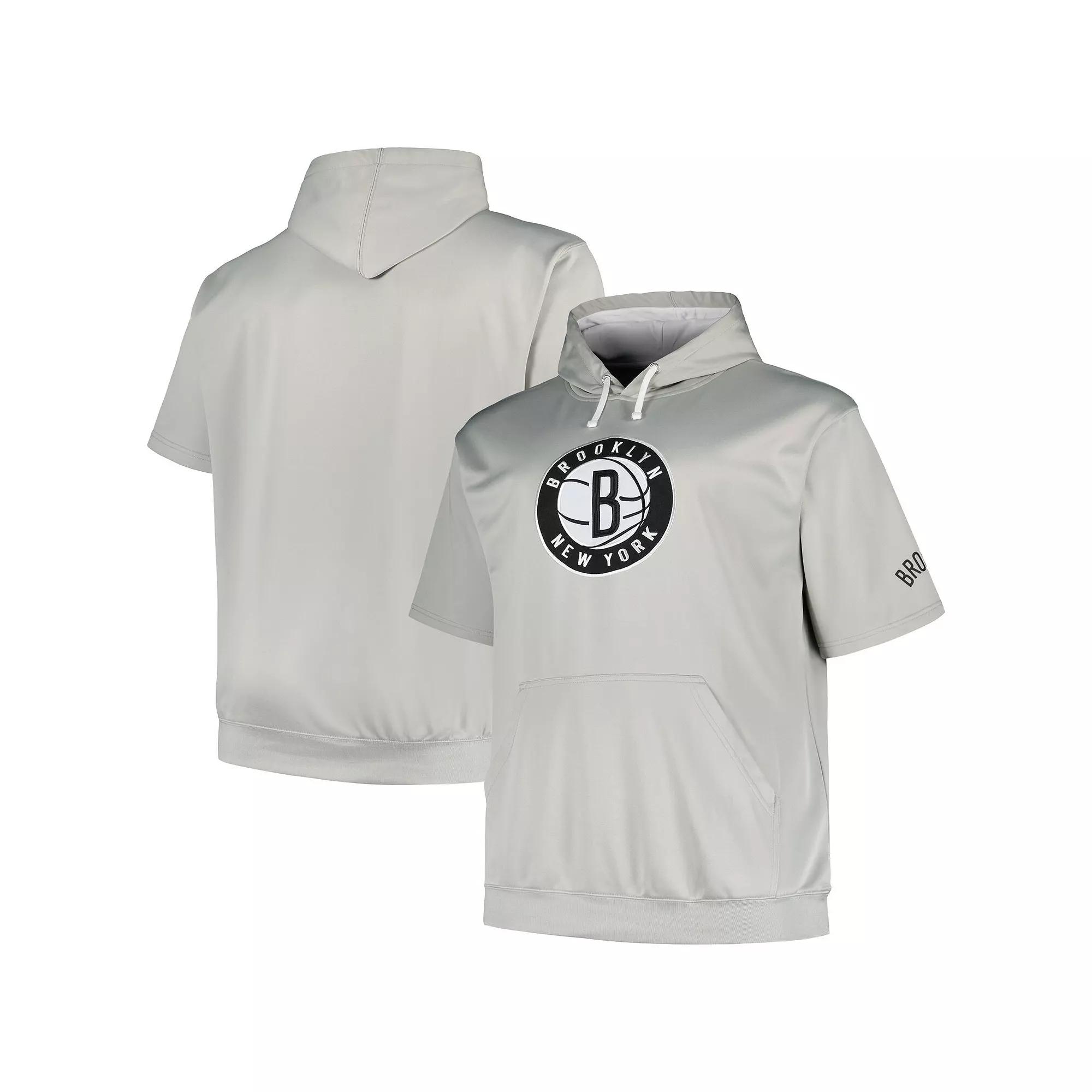 Men's Fanatics Branded Silver Brooklyn Nets Big & Tall Logo Pullover Hoodie,  Product Image