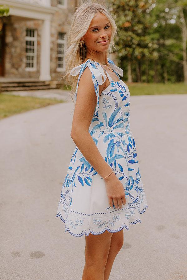 Tropical Date Night Mini Dress in White Product Image