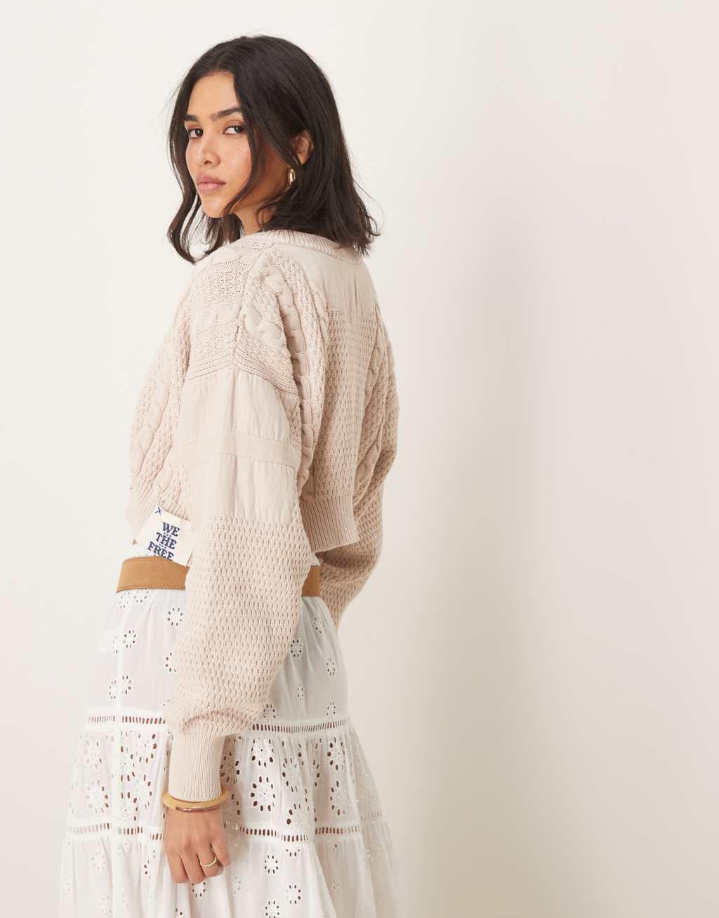 Free People heritage cropped cardigan in ivory Product Image