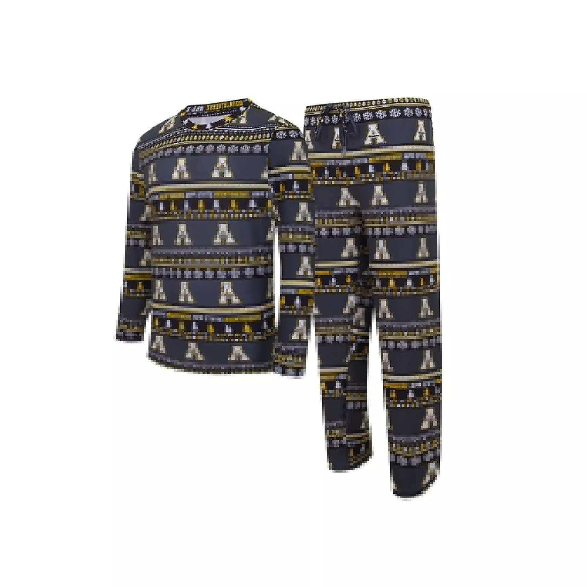 Men's Concepts Sport Black Appalachian State Mountaineers Swivel Long Sleeve T-Shirt & Pants Sleep Set,  Product Image