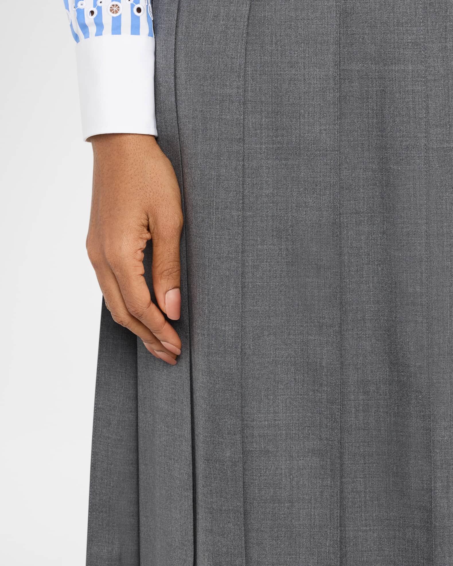 Pleated Super 120s Twill Midi Skirt Product Image