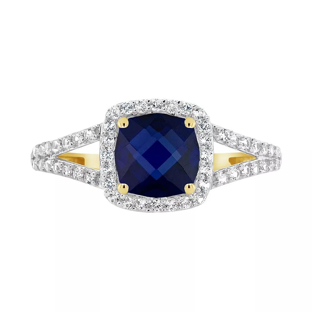 Celebration Gems 10K Yellow Gold 7mm Cushion Gemstone Ring, Women's, Size: 9, Blue Blue Product Image