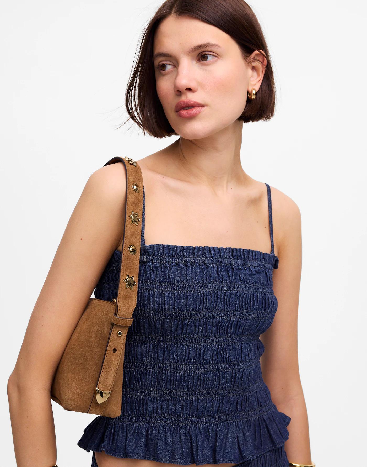 The Sun Medallion Suede Shoulder Bag Product Image