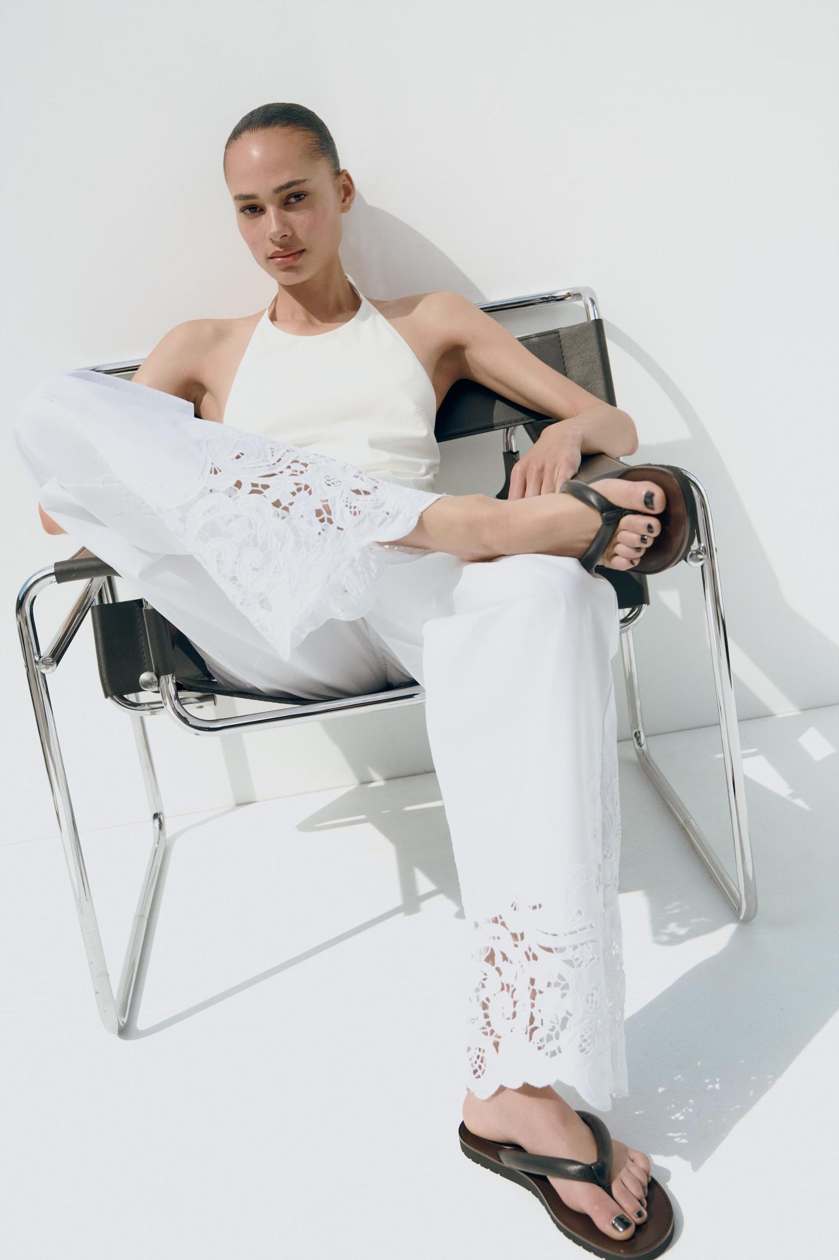 EMBROIDERED STRAIGHT LEG PANTS Product Image