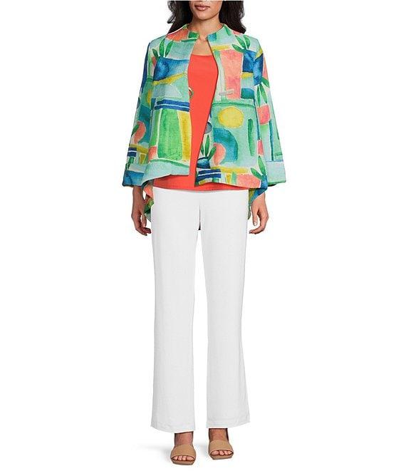 IC Collection Woven Abstract Print Stand Collar Bracelet Sleeve Jacket Product Image