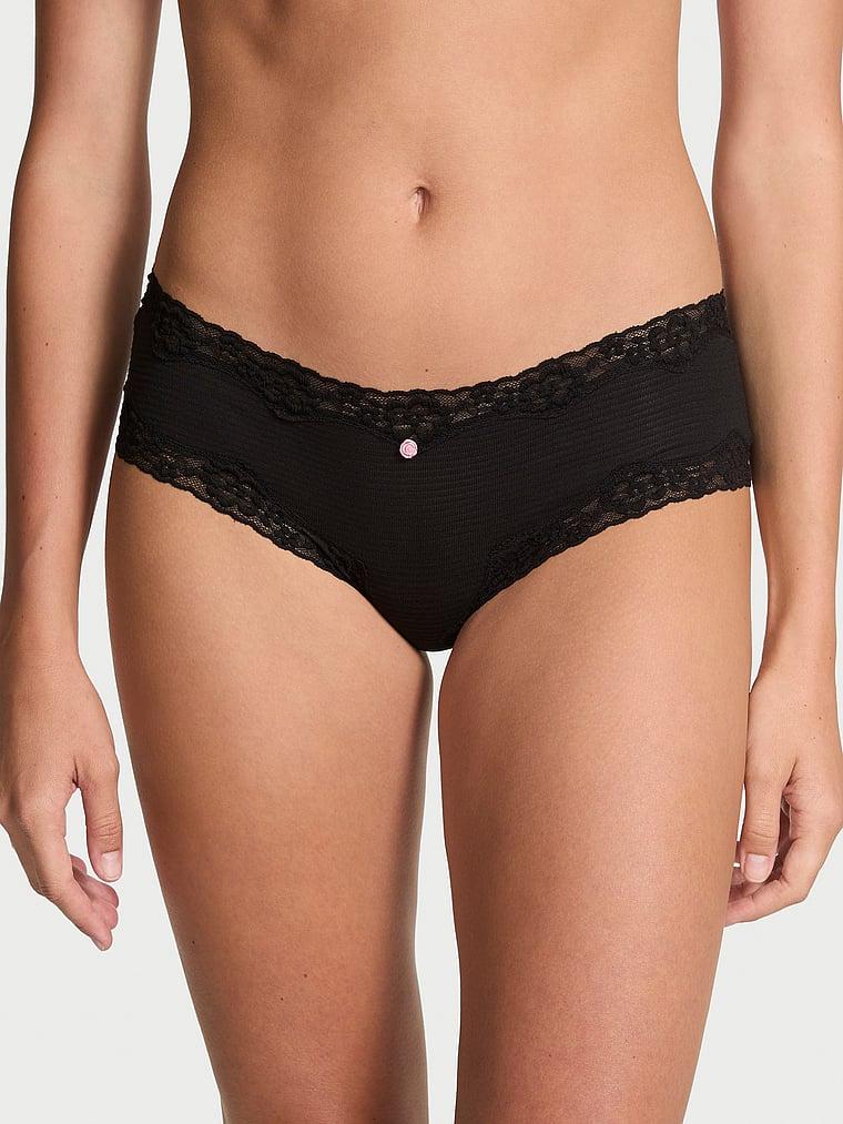 Cotton Shadow Stripe Lace-Waist Cheeky Panty Product Image