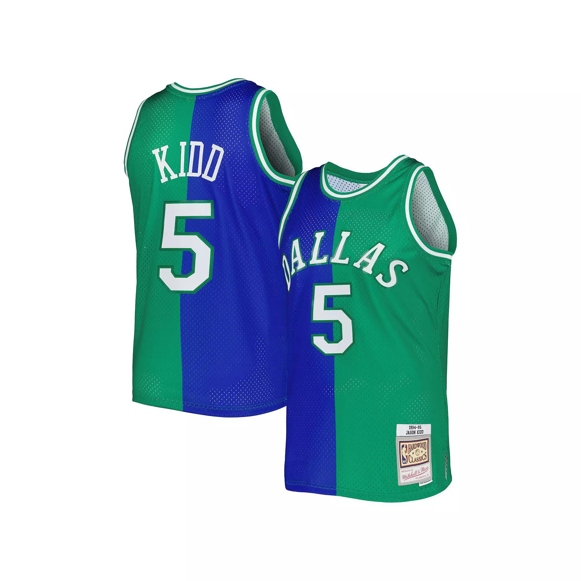 Men's Mitchell & Ness Jason Kidd Blue/Green Dallas Mavericks Hardwood Classics 1994/95 Split Swingman Jersey, Size: Small Product Image