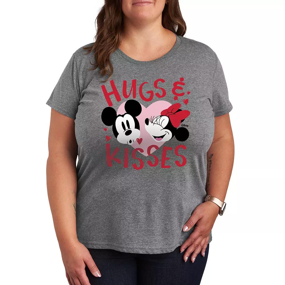 Disney's Mickey & Minnie Mouse Plus Size Hugs & Kisses Graphic Tee, Women's, Size: 2XL, Grey Gray Product Image