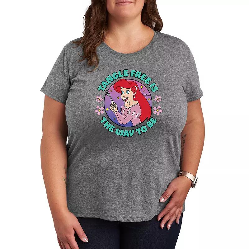 Disneys The Little Mermaid Ariel Plus Size Tangle Free Graphic Tee, Womens Grey Gray Product Image