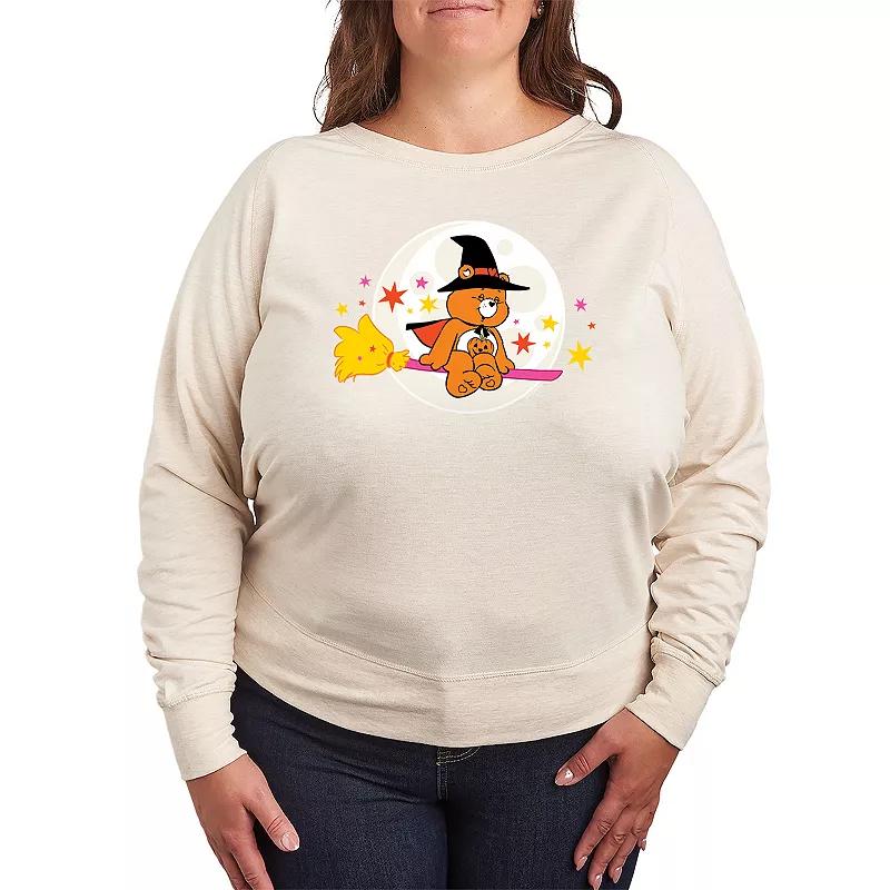 Plus Size Care Bears Halloween Witch French Terry Long Sleeve Tee, Womens Grey Dark Red Product Image