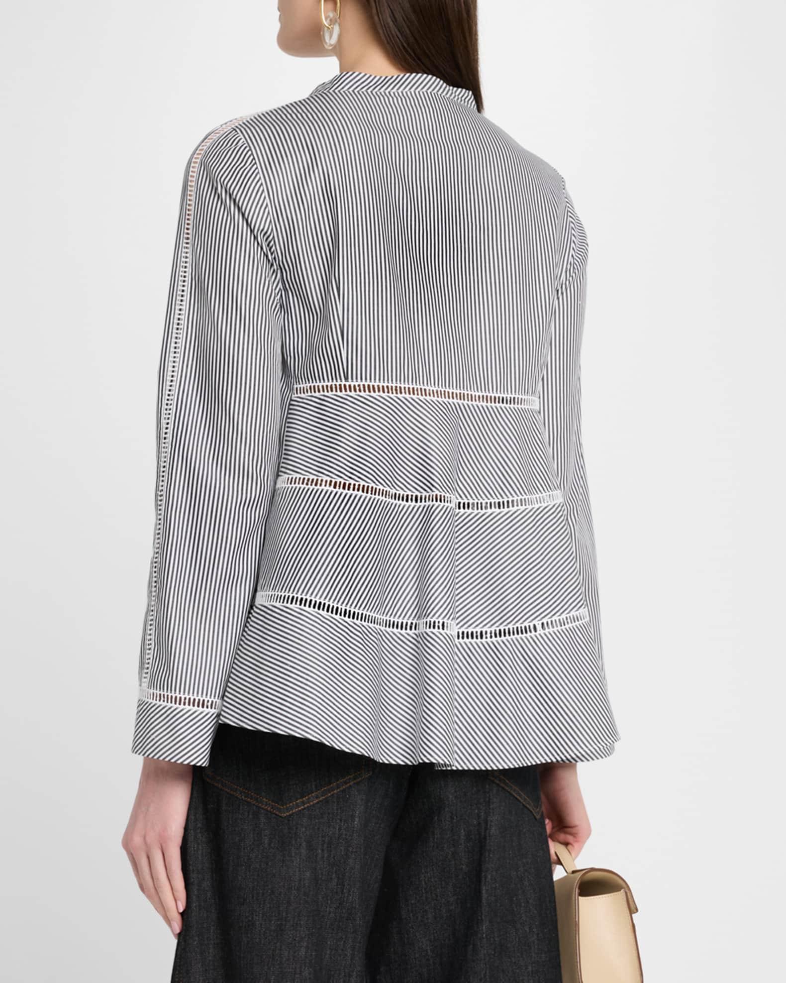 Striped Cotton Shirt with Lattice Detail Product Image