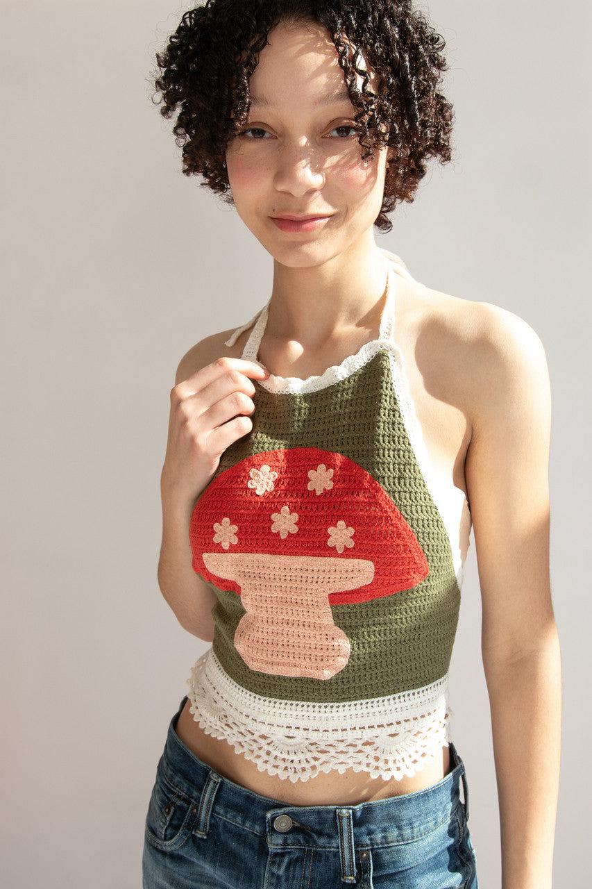 Crochet Mushroom Halter Top Product Image