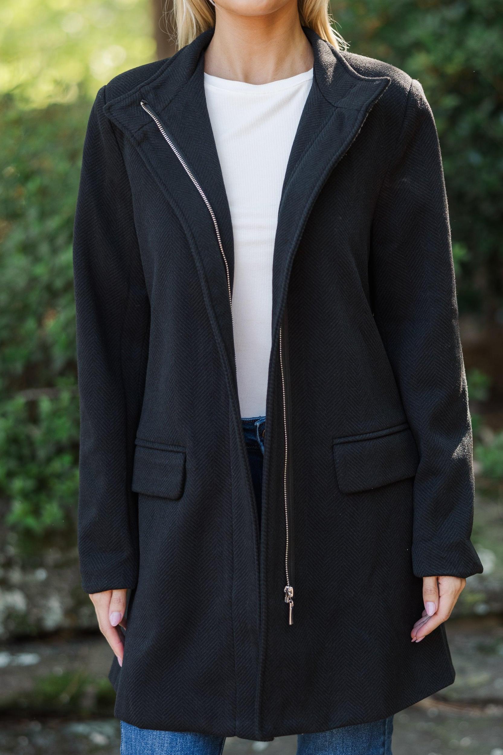 Do What You Love Charcoal Herringbone Coat Female Product Image