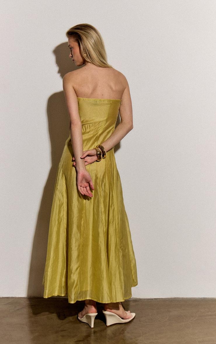  Pale Chartreuse Organza Bandeau Godet Midaxi Dress Product Image