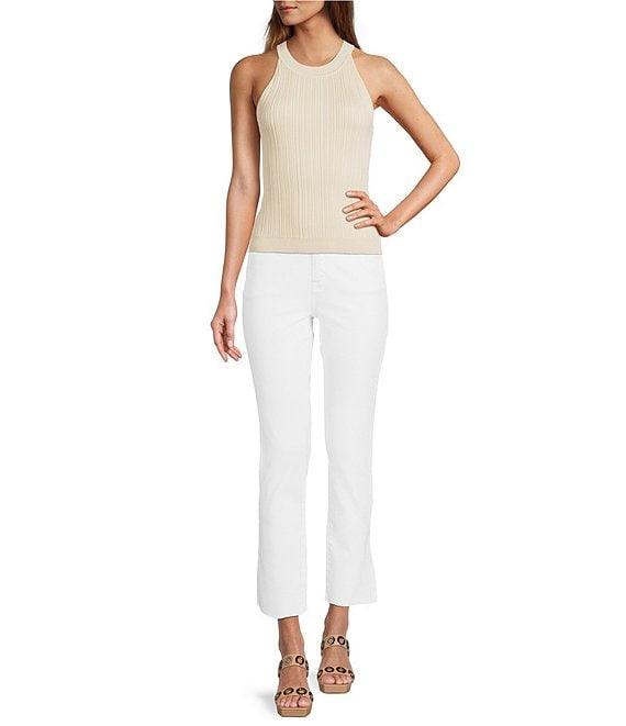 Skies Are Blue Rib Knit High Neck Sleeveless Halter Tank Product Image