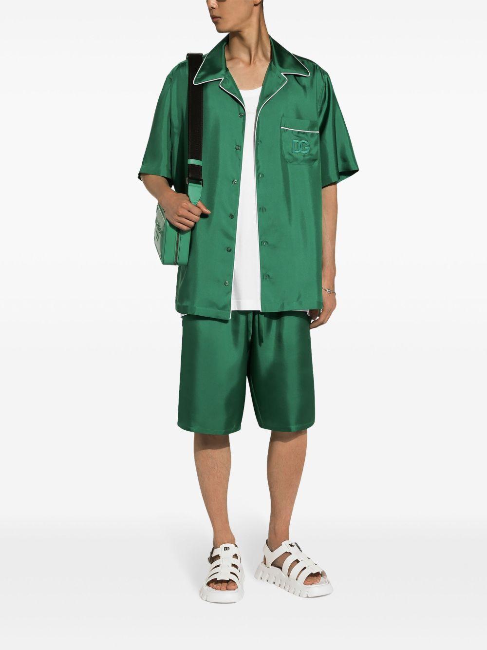 embroidered-logo silk-twill shirt Product Image