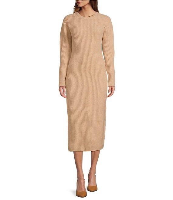 Antonio Melani Greer Wool Blend Knit Crew Neck Long Sleeve Midi Sheath Dress Product Image