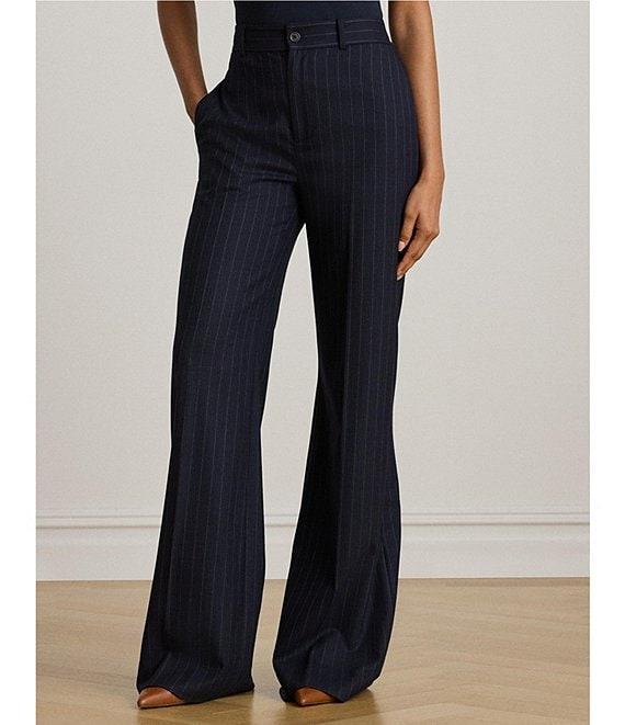 Lauren Ralph Lauren Wool Blend Pinstripe Wide Leg Coordinating Pants Product Image